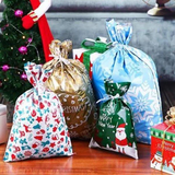 15 Set Drawstring Christmas Gift Bags - Festive Holiday Gift Wrapping, Reusable & Eco-Friendly