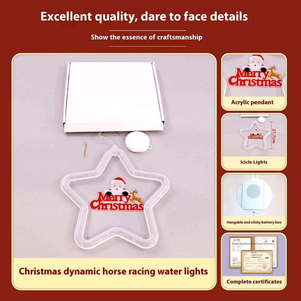 LED Christmas Marquee Star Pendant Light – Battery Operated Hanging Decoration