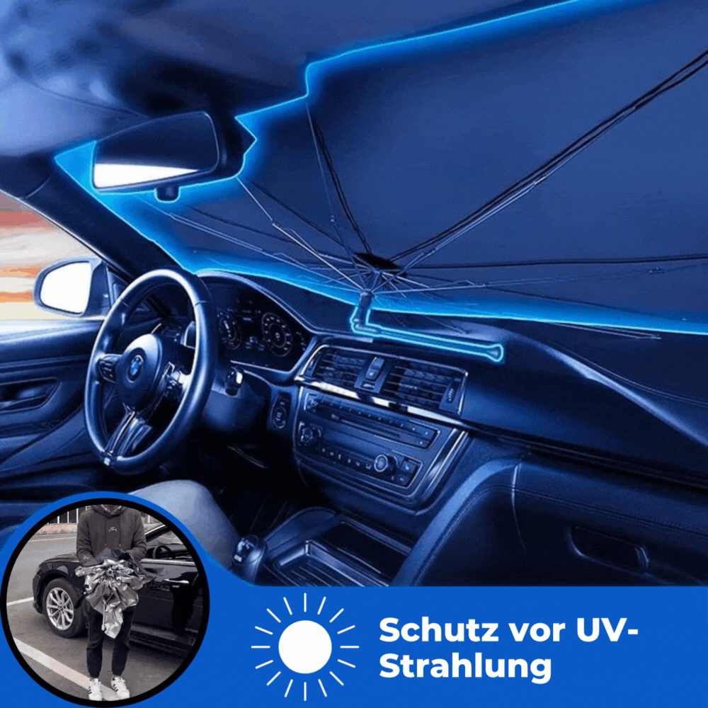 Foldable Car Windshield Sun Shade – 360° Handle, UV Protection, 55×31cm
