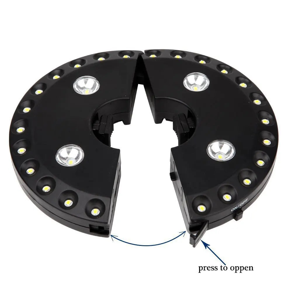 LED Clip-On Umbrella Light – 3 Brightness Levels, 100 Lumens, Battery-Powered