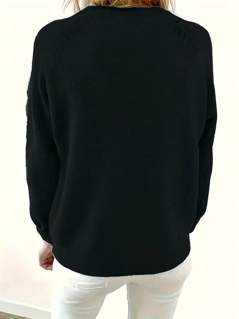 Caroline Soldier Pullover with Half Button Placket - Stylish Women's Sweater