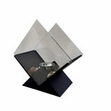 Bioethanol Tabletop Fireplace – Mirrored Panels, Decorative Stones & Steel Base
