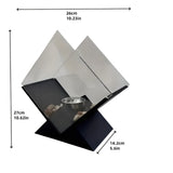 Bioethanol Tabletop Fireplace – Mirrored Panels, Decorative Stones & Steel Base