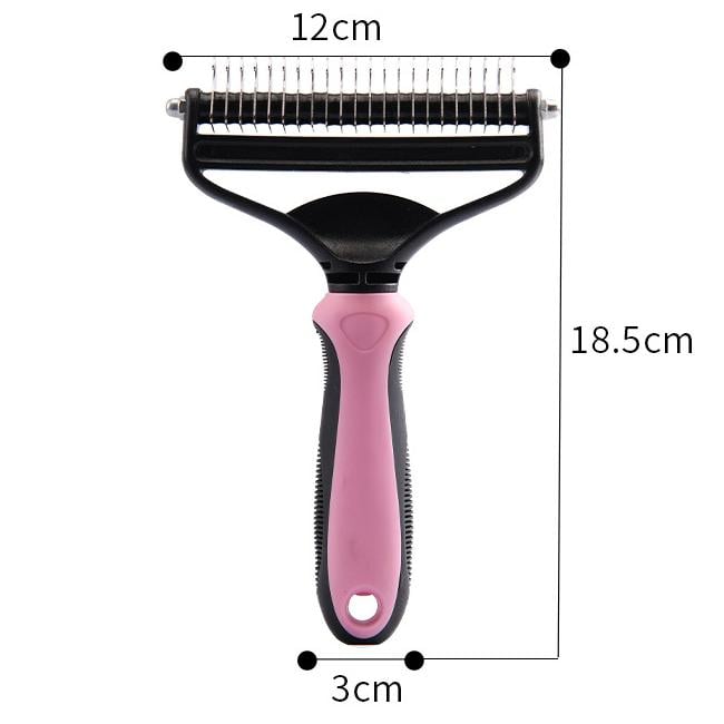Double-Sided Pet Dematting Brush – Stainless Steel Teeth, Dogs & Cats, Non-Slip Grip