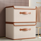 Foldable Storage Box – Lid, Leather Handles & Water-Resistant Oxford Fabric