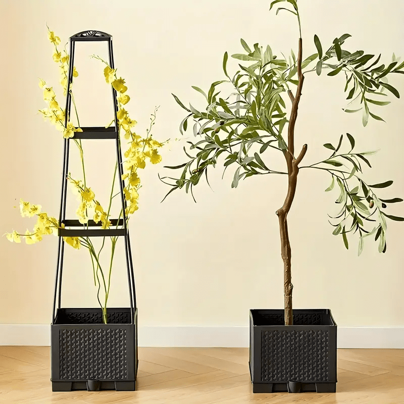 Self-Watering Planter Box with Trellis – Weatherproof, Drainage, Anthracite