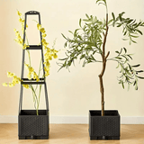 Self-Watering Planter Box with Trellis – Weatherproof, Drainage, Anthracite