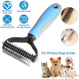 Double-Sided Pet Dematting Brush – Stainless Steel Teeth, Dogs & Cats, Non-Slip Grip