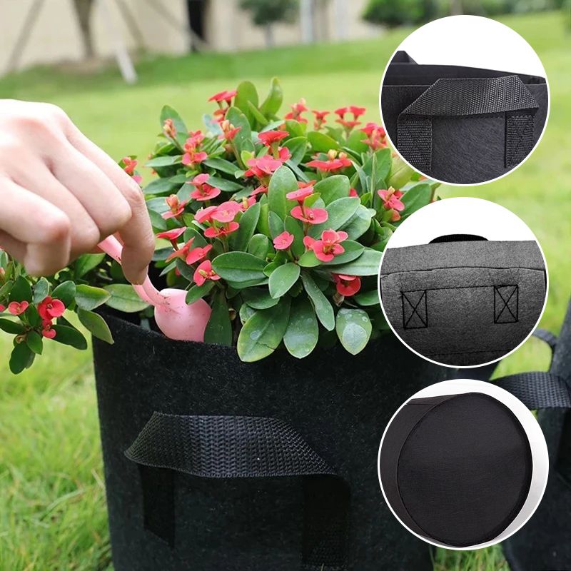 Felt Grow Bags – Breathable Fabric, Drainage & 4-26L with Handles
