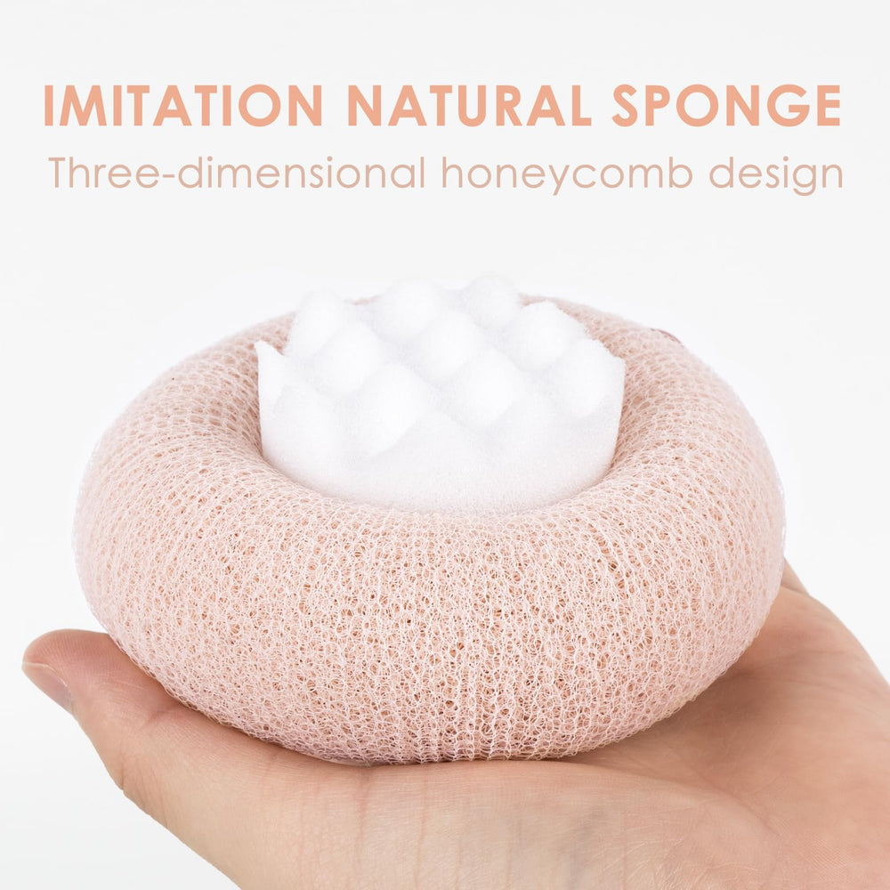Shower Body Sponge – Massage Nubs, Ergonomic Ring Handle & Rich Lather