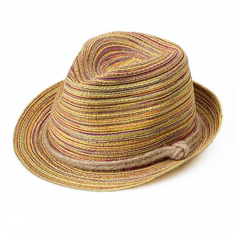 Wide-Brim Straw Sun Hat – Khaki, Fedora Style & UV Protection