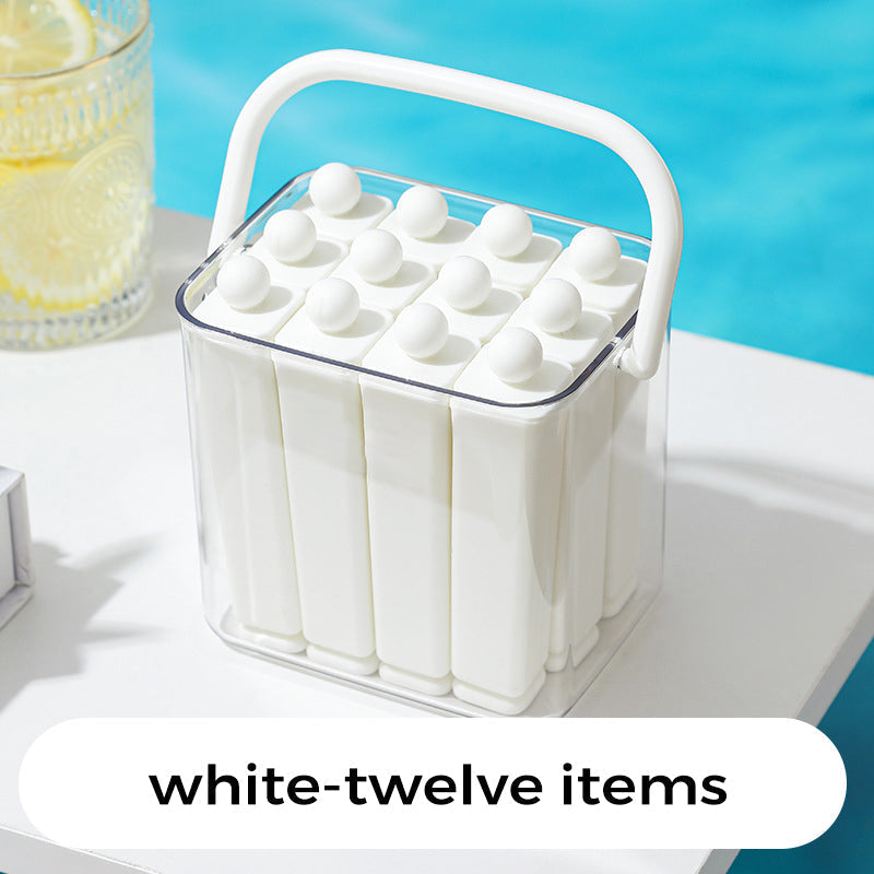 Ice Stick Mold Set – Flexible Silicone, Fits Bottles, 6 or 12 Sticks with Storage Box