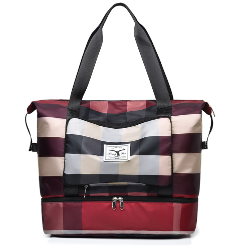 Foldable Travel Duffel Bag – Wet Compartment, 20-35L Capacity & Trolley Strap
