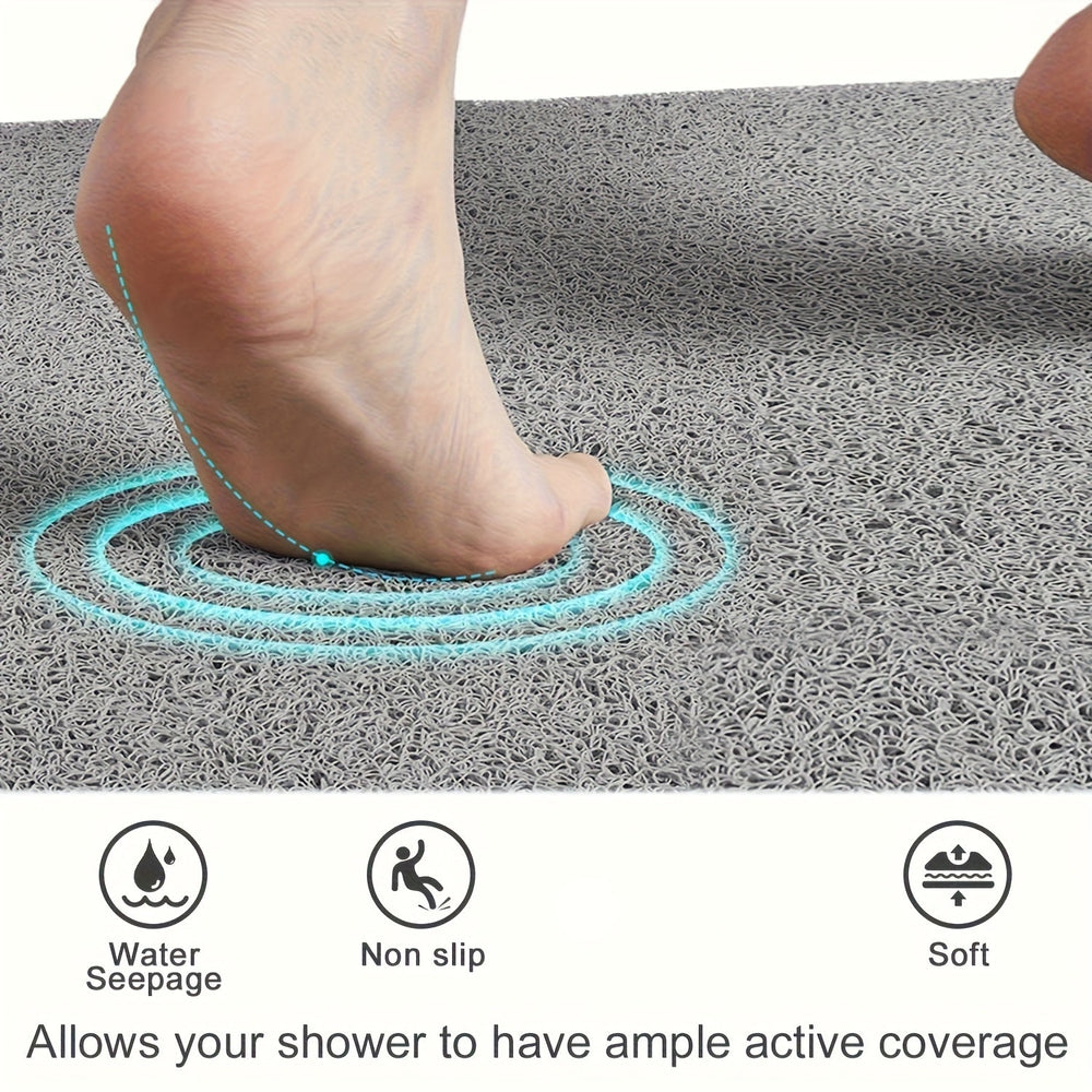 Non-Slip Loofah Shower Mat – Quick-Drying PVC, 53×53cm & 2200 g/m² Density