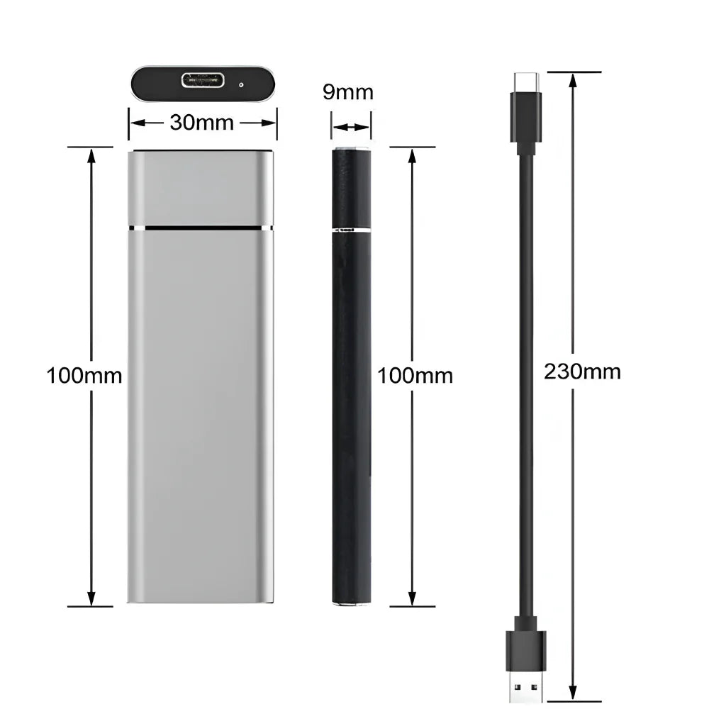 External Hard Drive Aluminum Portable Storage Device