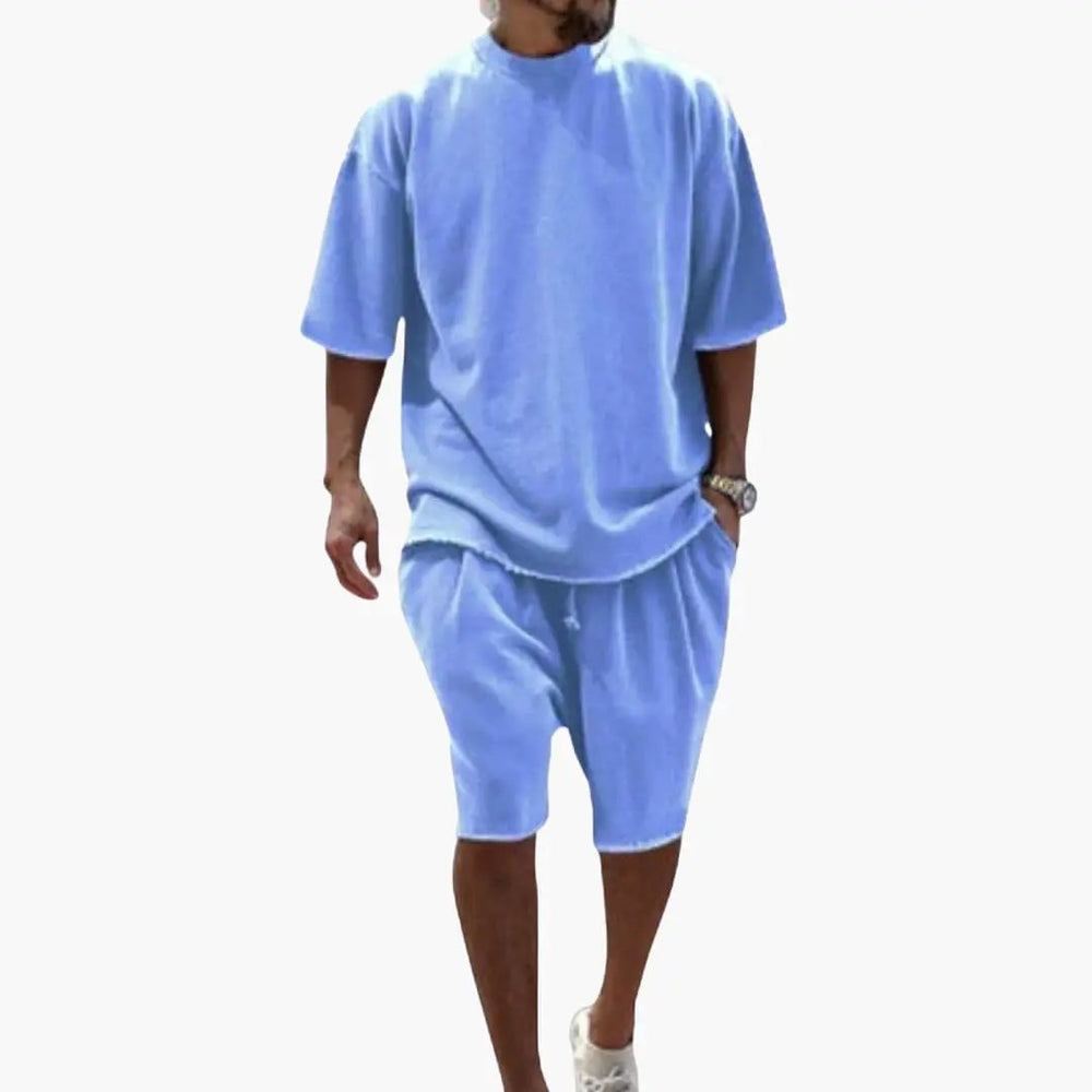 Two-Piece Set – Men's, Drawstring Shorts & Oversized Shirt