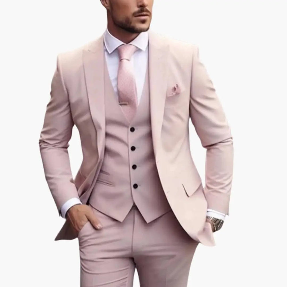 Men's Three-Piece Formal Suit – Blazer, Vest & Straight-Leg Trousers