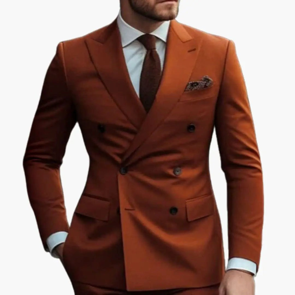 Men's Double-Breasted Suit – Two-Piece, Notch Lapel & Slim-Fit Trousers