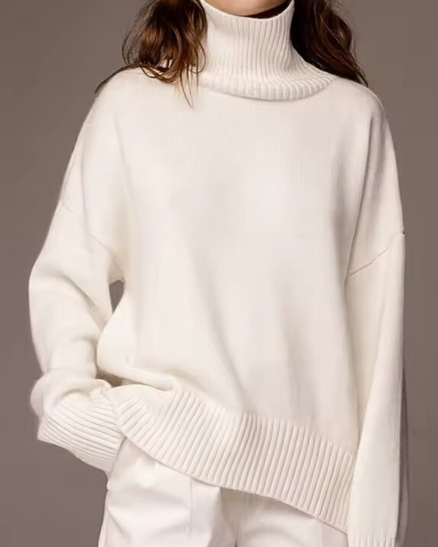 Lesley Oversized Roll Neck Sweater - Cozy Knit Pullover for Women