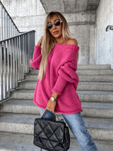 Loosely knitted ladies' jumper with off-shoulder design – Amira - 8