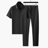Men's Two-Piece Summer Set – Short Sleeve Shirt, Slim Fit Pants & Quick-Drying Fabric