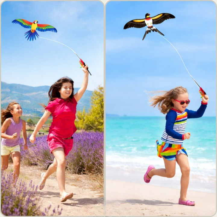 Kids Kite with Fishing-Rod Handle – 50 m Line, Fiberglass Frame & Easy Control