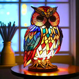 Stained Glass Owl Table Lamp – Handmade, Warm LED & Living Room Decor