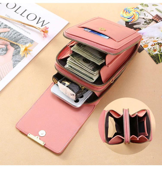 Women's Crossbody Phone Bag – Touchscreen Window, Adjustable Strap & Multi-Pocket