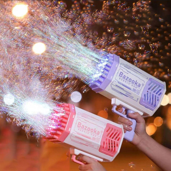 LED Bubble Machine Gun – 69 Holes, Light-Up & Battery Powered