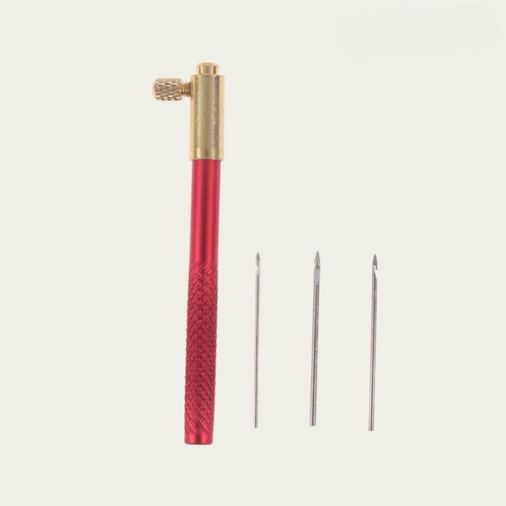 Tambour Beading Crochet Set – 3 Steel Needles 0.7-1.2mm, Aluminum Handle for Embroidery