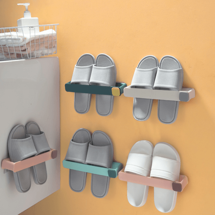 No-Drill Wall Shoe Holder – Adhesive Mount, PP Plastic & 4 Colors