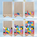 Holz-Tetris-Puzzle für Kinder ab 5 Jahren – Buntes, Kreatives Bauspiel zur Förderung von Motorik und Logik