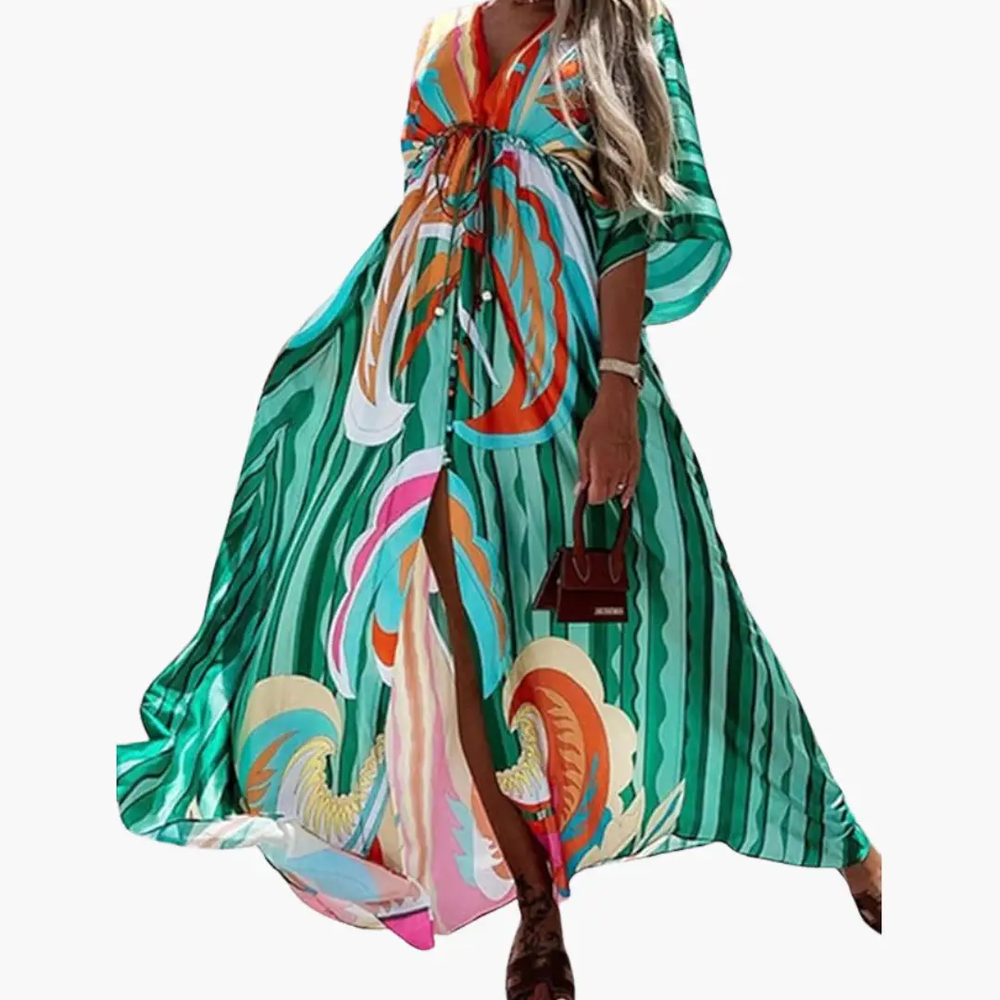 Women's Floral Maxi Dress – Colorful Print, Lightweight & Sleeveless