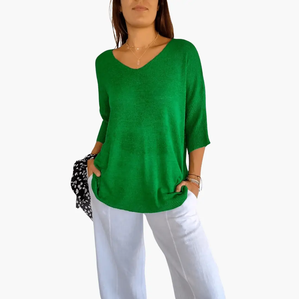 Women's Top – V-Neck, Loose Fit & Summer Casual Style