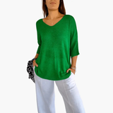 Women's Top – V-Neck, Loose Fit & Summer Casual Style