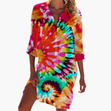 Women's Shirt Dress – Long Sleeve, Button Front & Knee Length