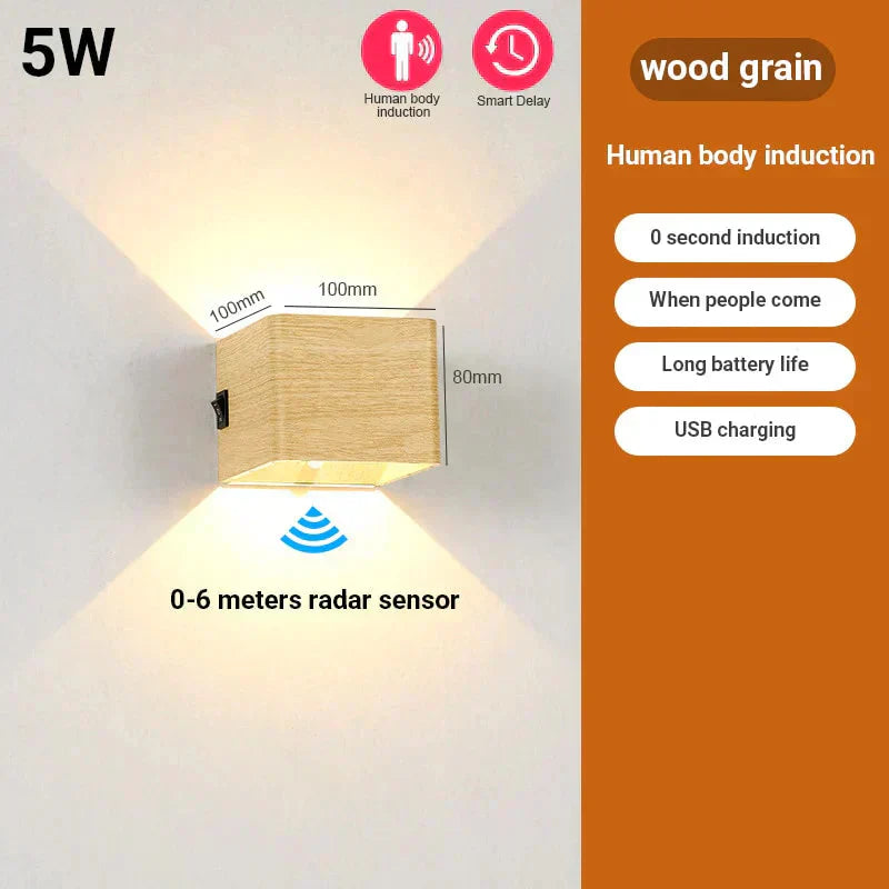 Cordless LED Wall Light with Motion Sensor – 3000K Warm White, USB Rechargeable & Magnetic Mount