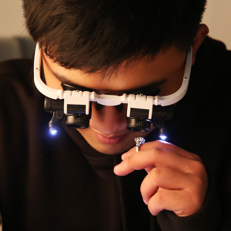 LED Magnifying Glasses – 6 Lenses 6x-25x, Dual LED Lights & Headband