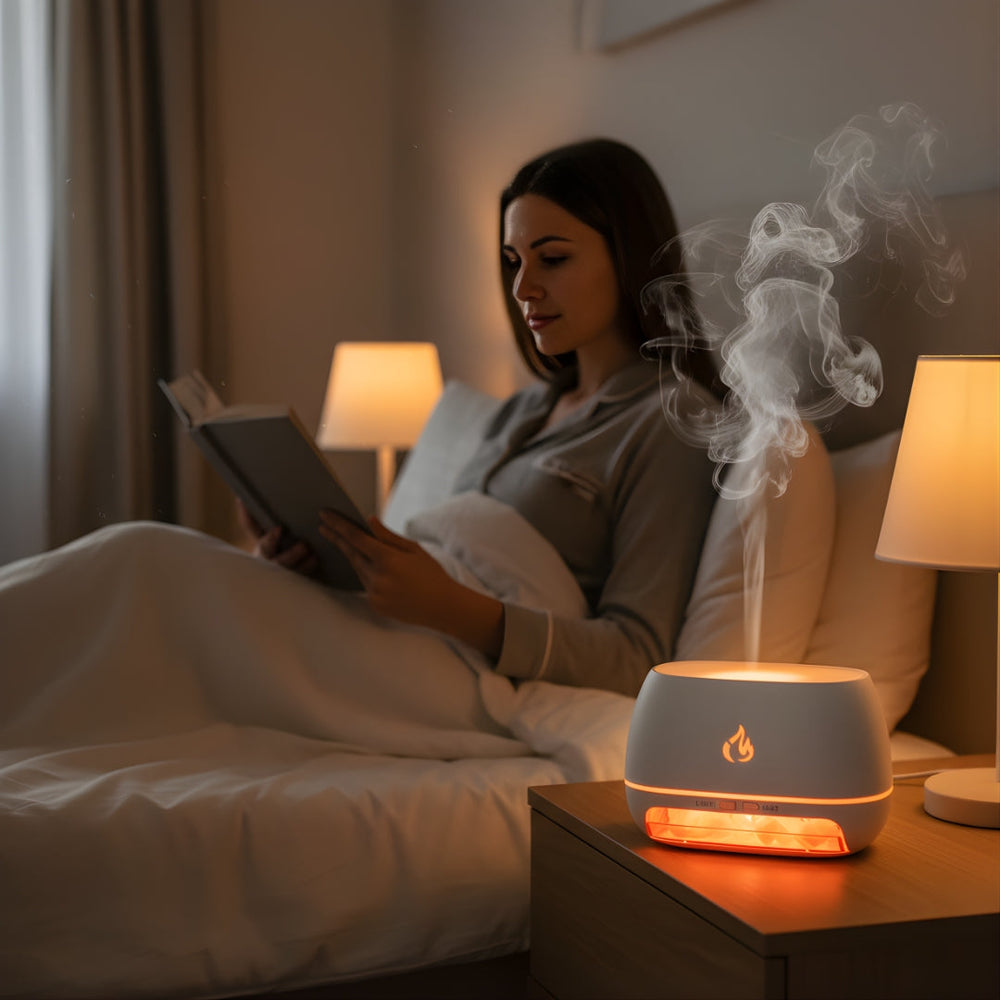 Ultrasonic Salt Stone Humidifier – LED Light, Whisper-Quiet & 18×12.5×8cm Compact