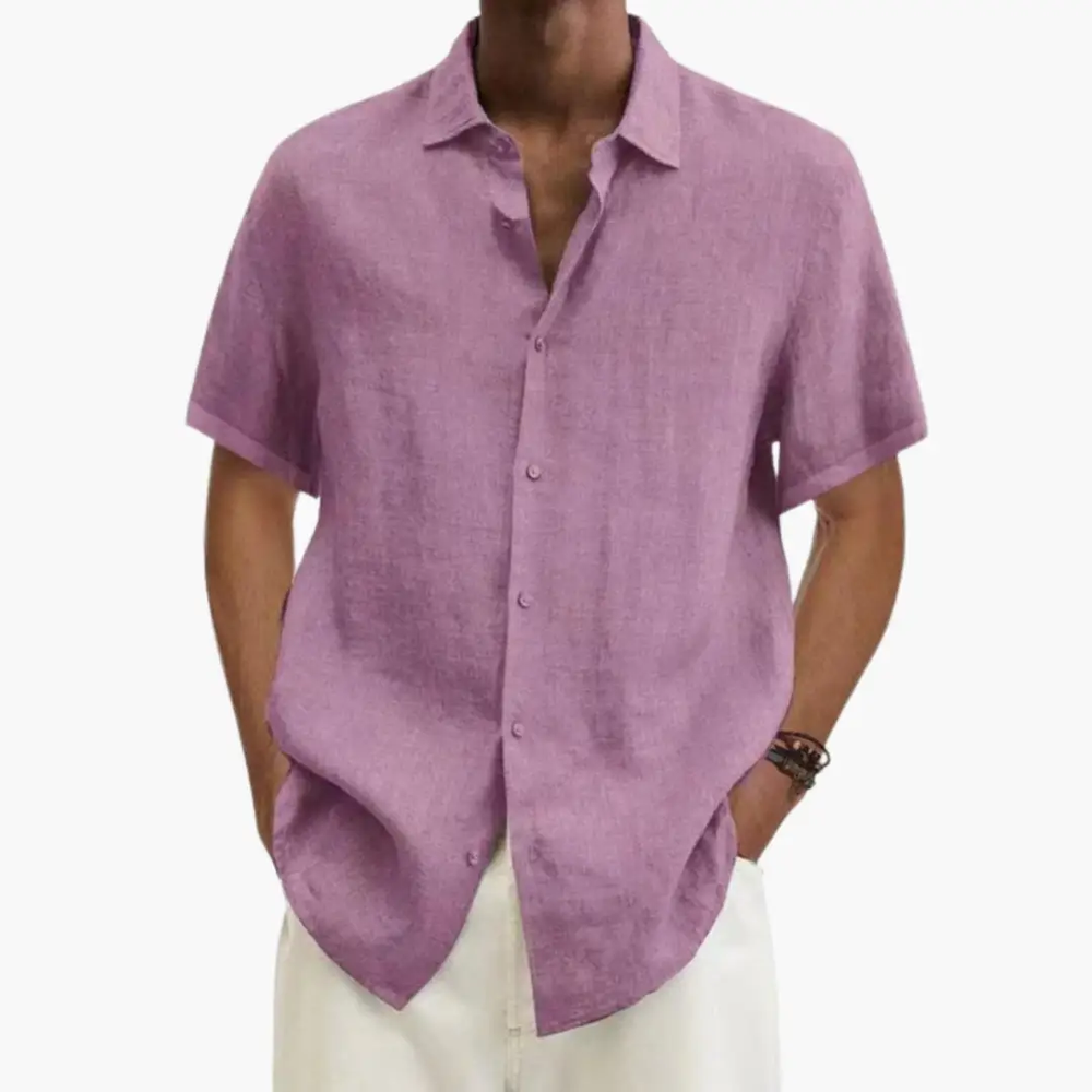 Men's Casual Shirt – Short Sleeve, Button Placket & Summer Style