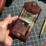Vintage PU Leather Wallet – 12 Card Slots, Pen Holder & Compact 11×9×2cm