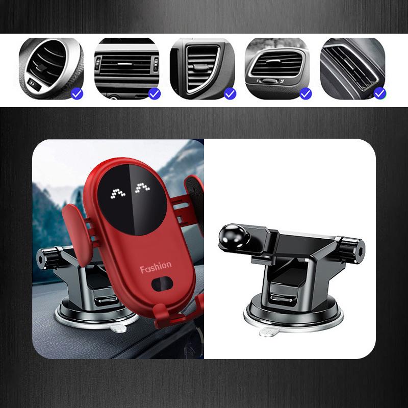 15W Wireless Car Charger Mount – Auto-Clamp, Qi Fast Charging & 360° Rotation