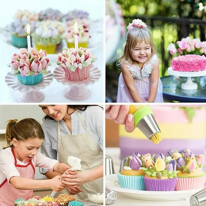 Enhanced Product Title: "Tulpen-Spritztüllen-Set – 12 Teile mit Silikon Spritzbeutel & Adapter für perfekte Tortendekoration" 

This version includes keywords that potential customers might search for, such as "Tortendekoration," while maintaining clarity