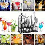 20-Piece Cocktail Bar Set – Stainless Steel Tools, Acrylic Stand & Boston Shaker