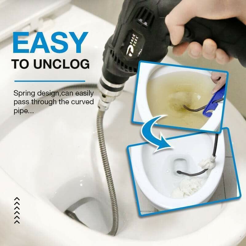 Drain Cleaning Spiral – Manganese Steel, Drill Adapter for 1-3m Pipes