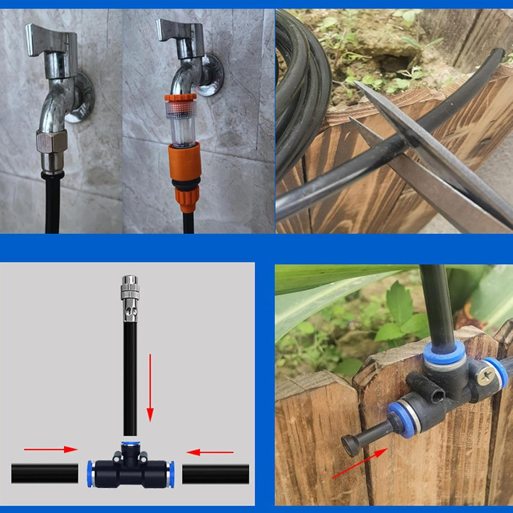 Drip Irrigation System – 360° Adjustable Sprayers, 12mm PE Tubing & 5-20m Lengths