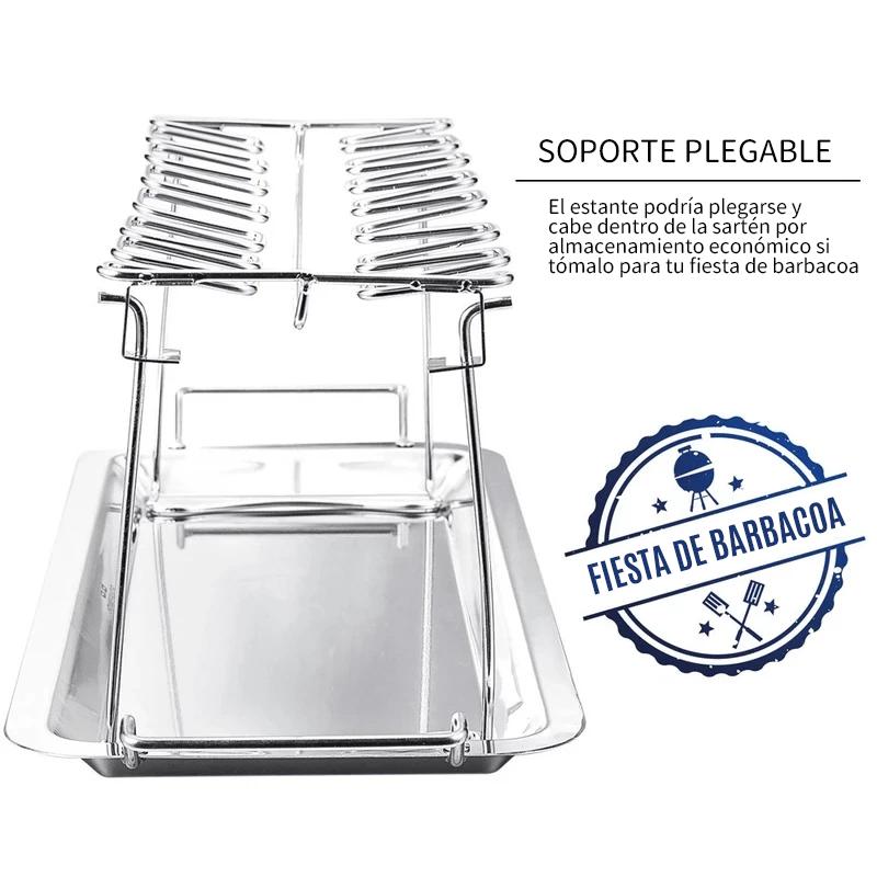 Stainless Steel Chicken Leg Grill Rack – 14 Slots, Drip Pan & Foldable