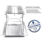 Stainless Steel Chicken Leg Grill Rack – 14 Slots, Drip Pan & Foldable