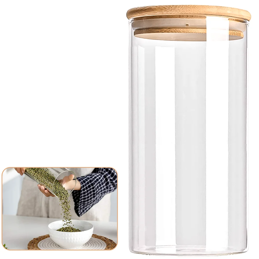 Glass Storage Jars with Wooden Lids – Airtight, Set of 5 & 300-950ml