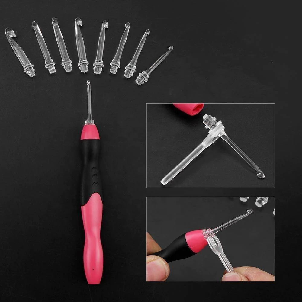 LED Häkelnadel Set – Präzise Maschenkontrolle bei schwachem Licht | Ergonomische Häkelnadeln mit integriertem Licht